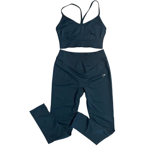 Gymshark Teal Blue set Leggings and bra - Picture 1 of 9